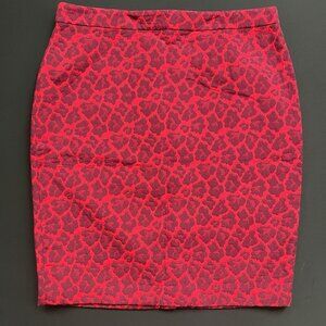 NWOT Talbots Women’s 16P Jacquard Animal Print Red Pencil Skirt 16 Petite